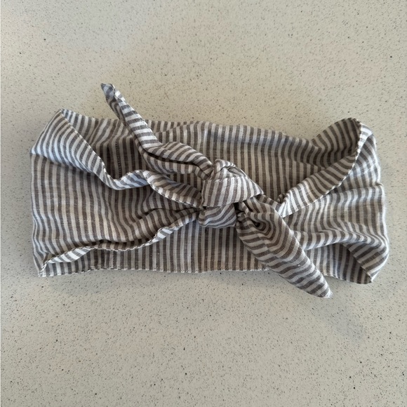 Muji Accessories - Muji white & brown striped tie wrap head band